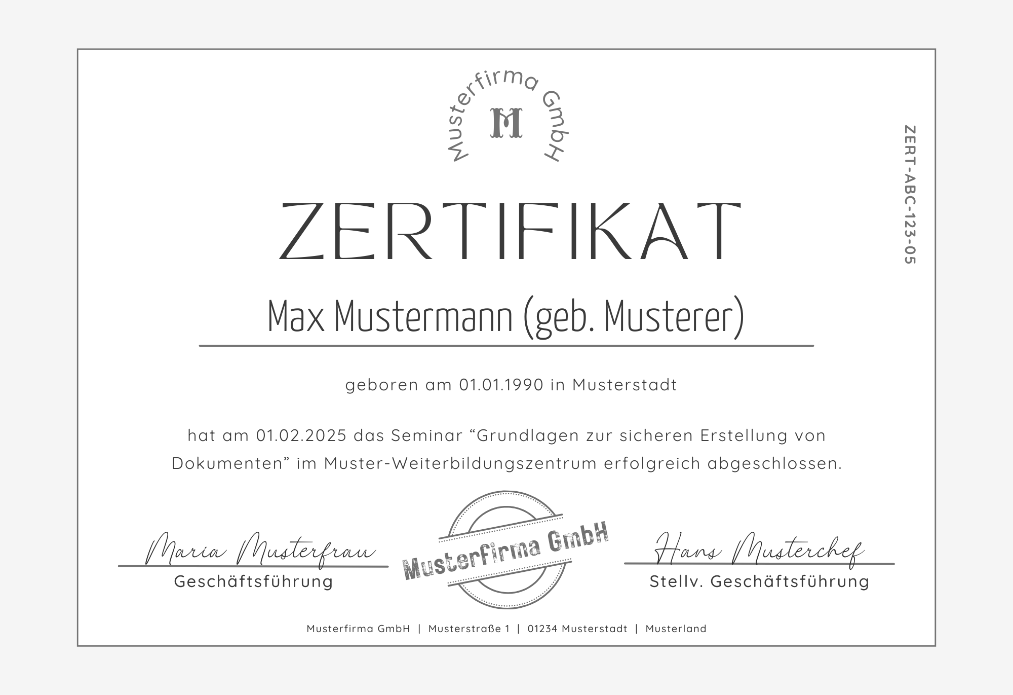 Zertifikat ohne Validierungssiegel